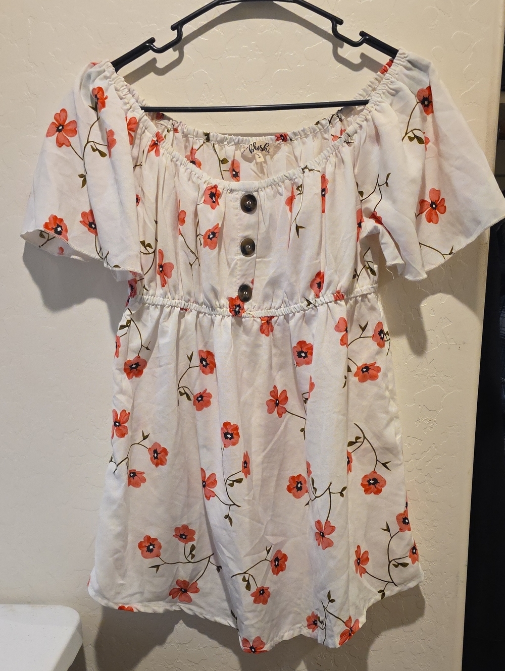 Blush White Romper with Coral Accents